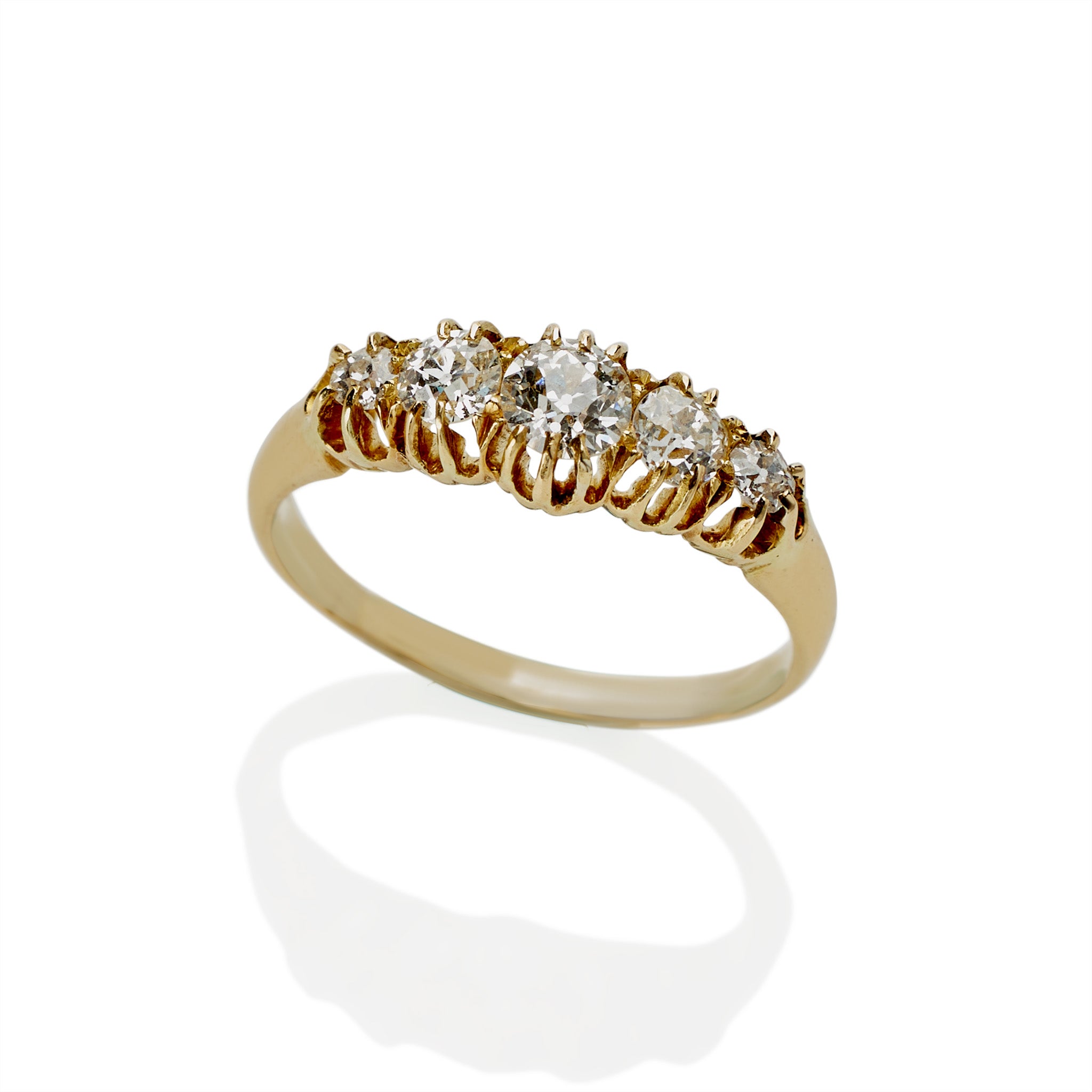 Antique Five-Stone Old European Cut Diamond Ring – Vintage Engagement & Wedding Band for Women – Perfect for Bridal, Anniversary & Special Occasions