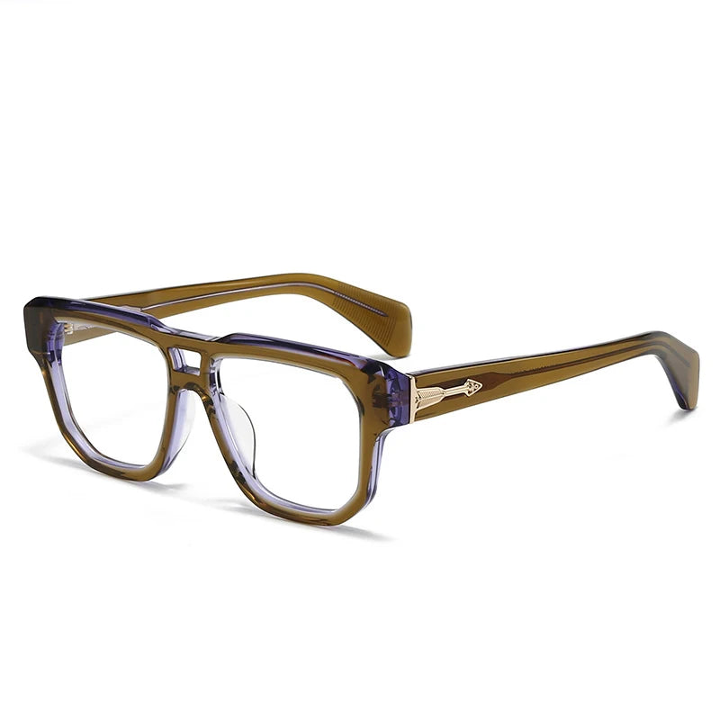 Stylish Black Acetate Unisex Square Frame Eyeglasses with Double Bridge - Perfect for Work, Reading & Fashion (Model 44304)