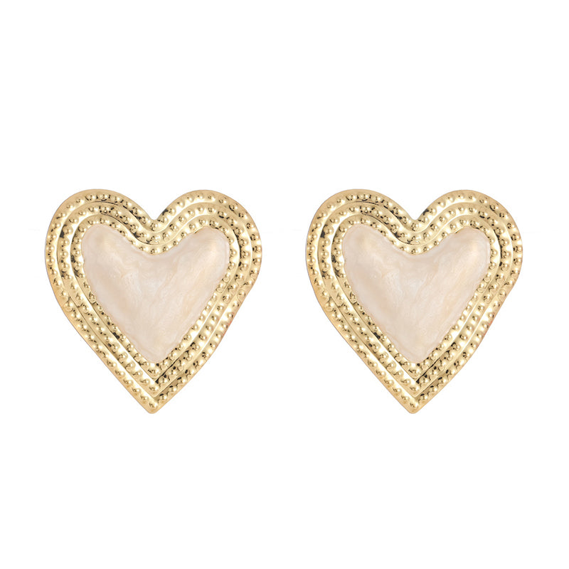 Stylish Metallic Peach Heart Earrings for Women - Trendy Gold-Tone Dangle Jewelry Gift for Valentine's Day, Anniversary & Date Night