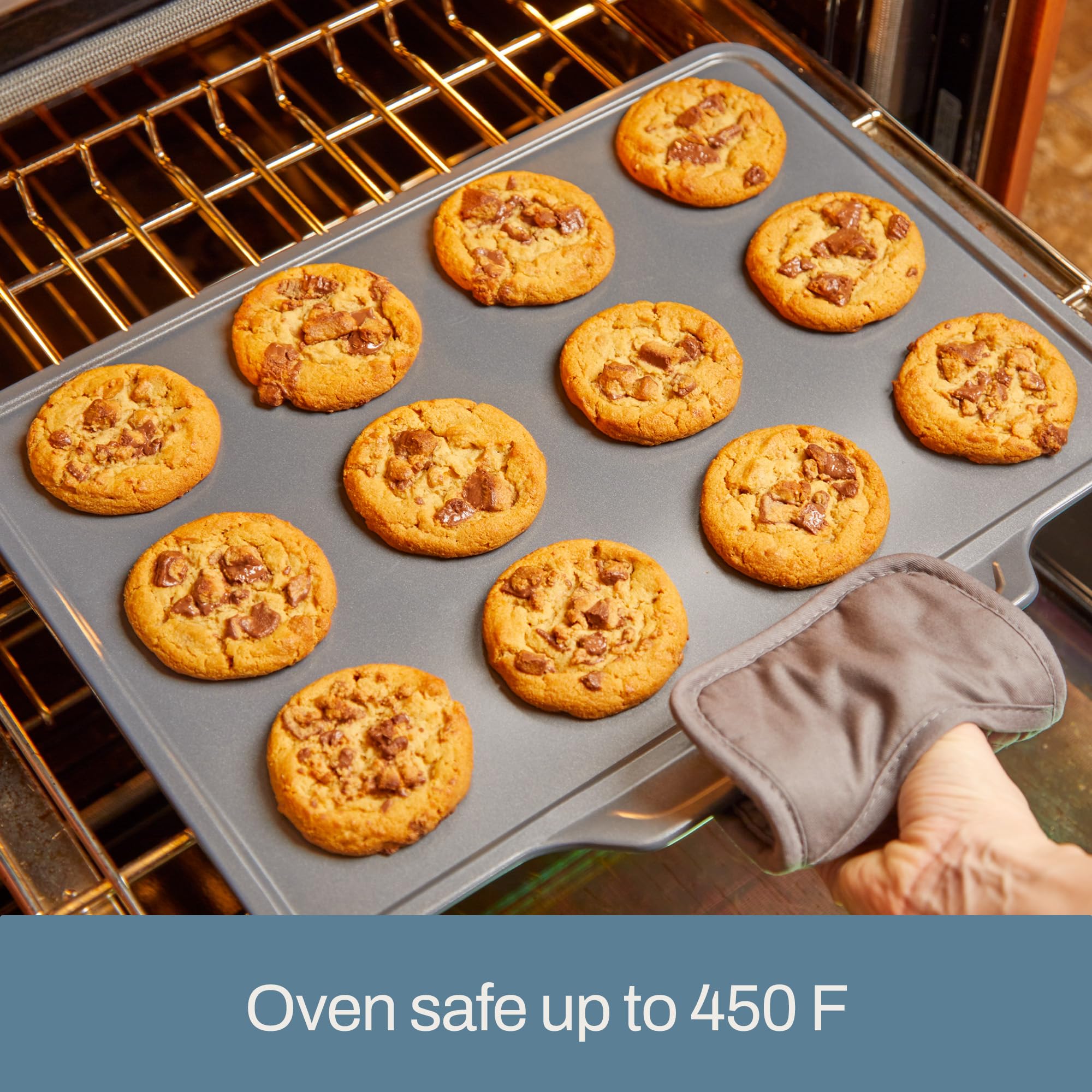 All-Clad Pro-Release Nonstick Bakeware Set - 17x11.75 Inch Cookie Sheet Pan, Muffin Pan, Cooling Rack, Round Cake Pan & Loaf Pan - Oven Safe up to 450°F - Perfect for Baking Cookies, Cakes, Breads & More - Ideal for Home Bakers & Professional Kitchens