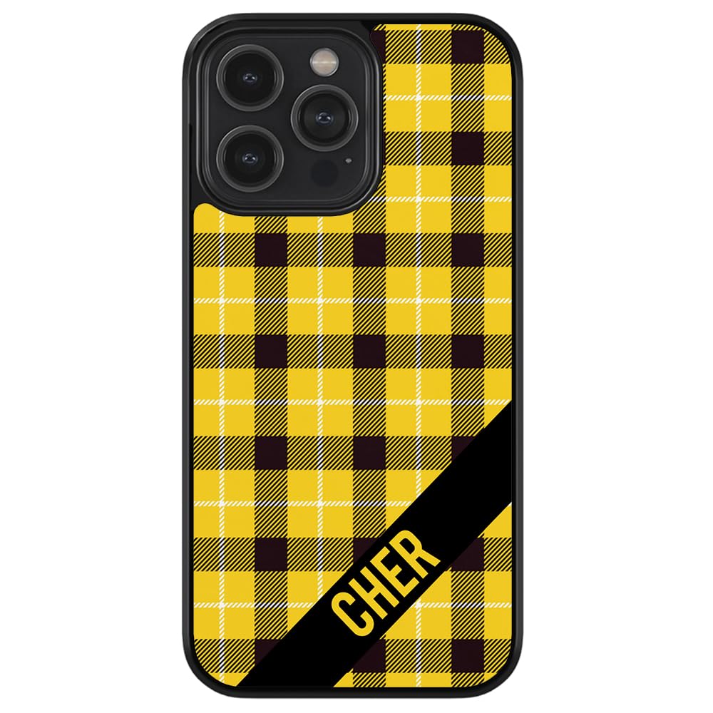 90s Retro Yellow Plaid Personalized Rubber Phone Case - Compatible with iPhone 16/15/14/13/12 Pro Max & Plus, 11/X/8/7 - Trendy Protective Cover for Daily Use, Work & Travel