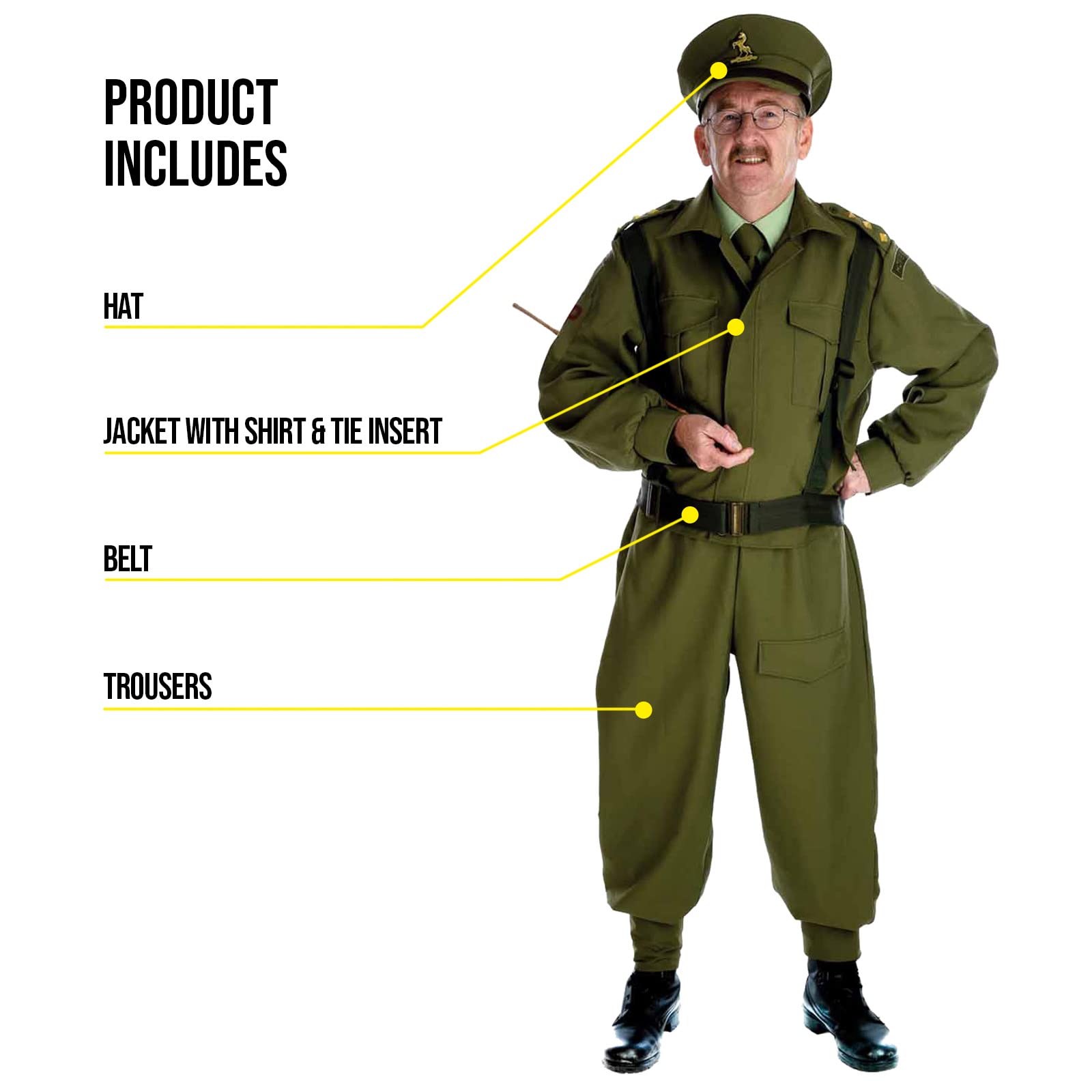 WWII Army Soldier Costume for Men - Authentic WWII Military Uniform Halloween Outfit - Perfect for Halloween Parties, Cosplay & Historical Reenactments