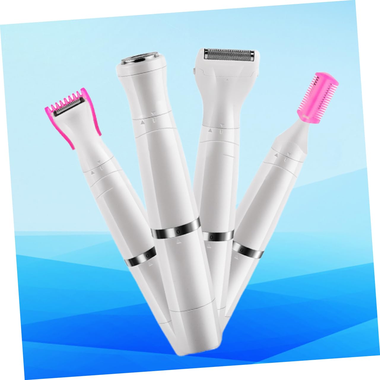 Pearl White USB Rechargeable 4-in-1 Electric Razor for Women - Painless Hair Removal, Smooth Skin, Underarm & Body Shaver - Perfect for Travel, Gym & Daily Beauty Routine