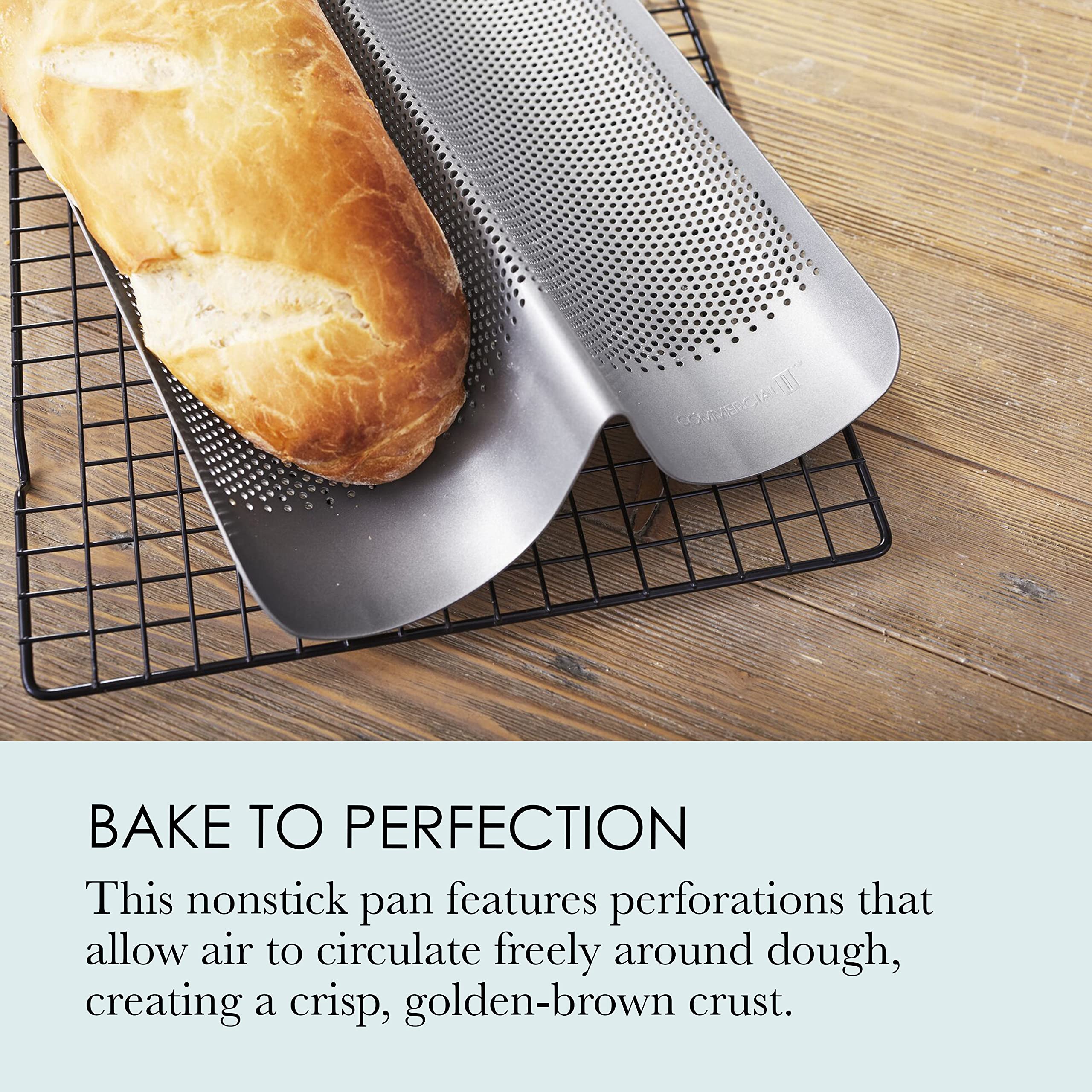 Chicago Metallic Commercial II Non-Stick Perforated French Bread Pan - Professional Baking Sheet for Crispy Golden Crust | Ideal for Home Bakeries, Restaurants & Artisan Bread Making