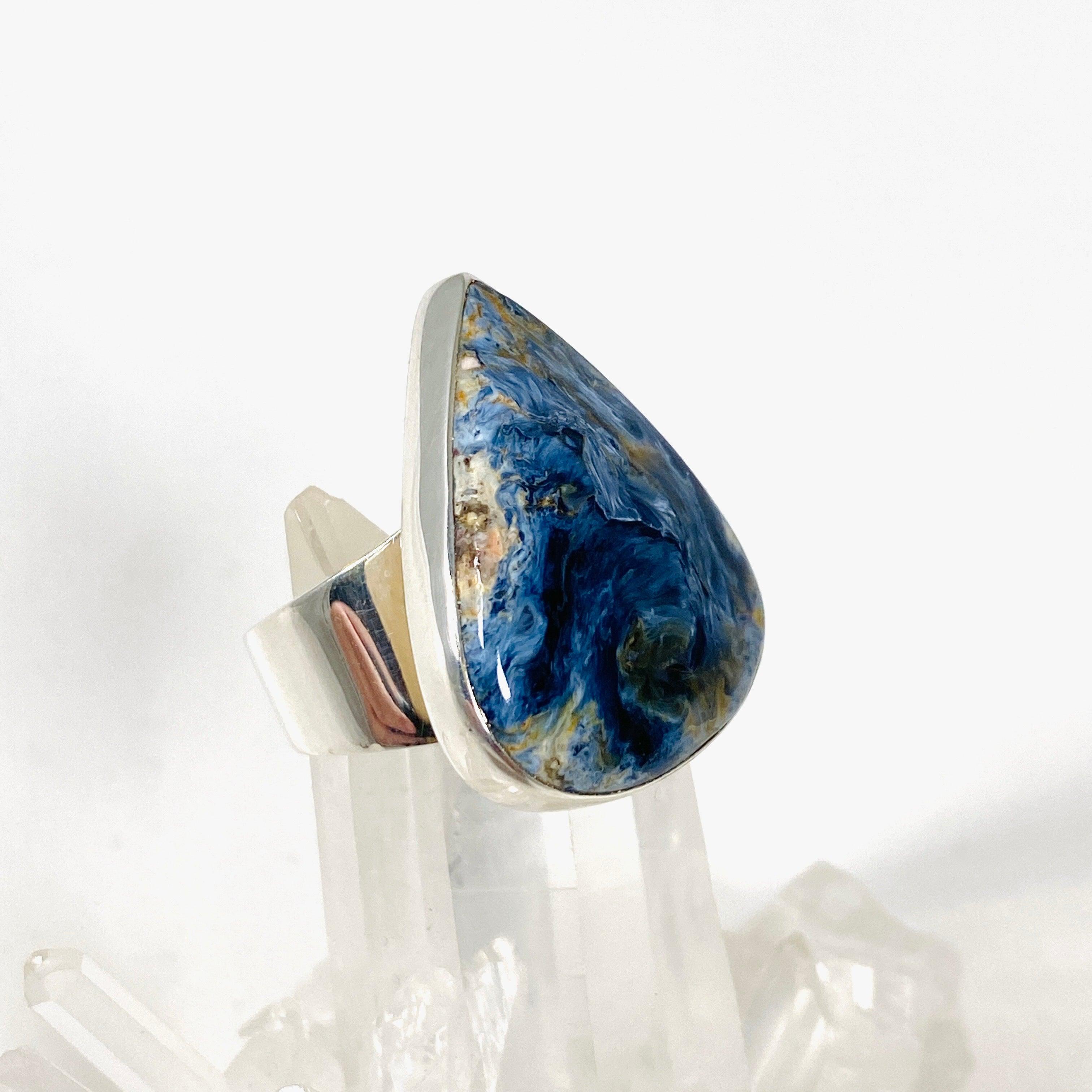 Pietersite Teardrop Ring - Size 8 - KRGJ2760 - Elegant Gemstone Jewelry for Women - Perfect for Weddings, Parties & Special Occasions