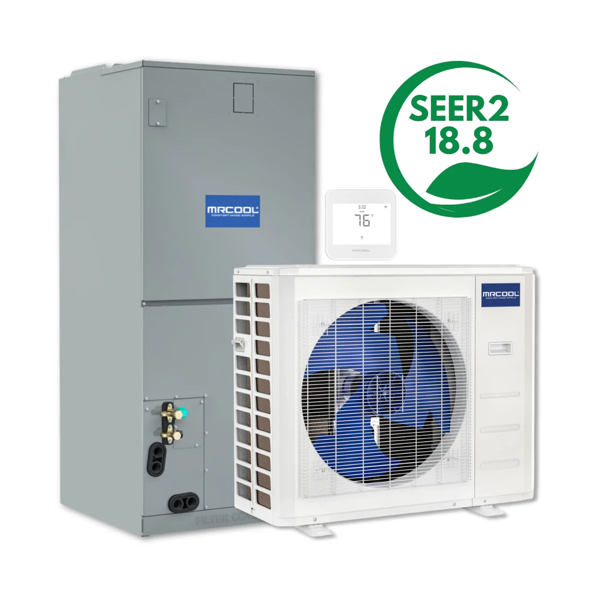 MRCOOL VersaPro 18,000 BTU 1.5 Ton 18.8 SEER2 Central Ducted Heat Pump System - 2nd Generation | Energy Efficient HVAC for Homes & Offices | Perfect for Year-Round Temperature Control