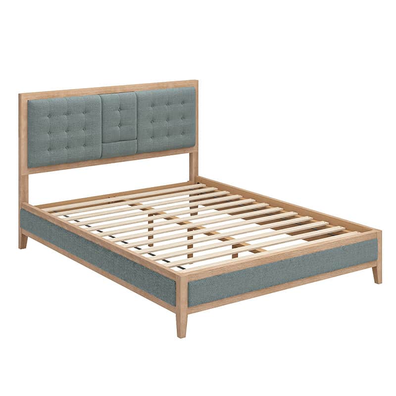 Sabina Upholstered Platform Bed with Adjustable Headboard - Solid Wood Frame Queen Size Bed - Perfect for Modern Bedroom, Guest Room & Master Suite