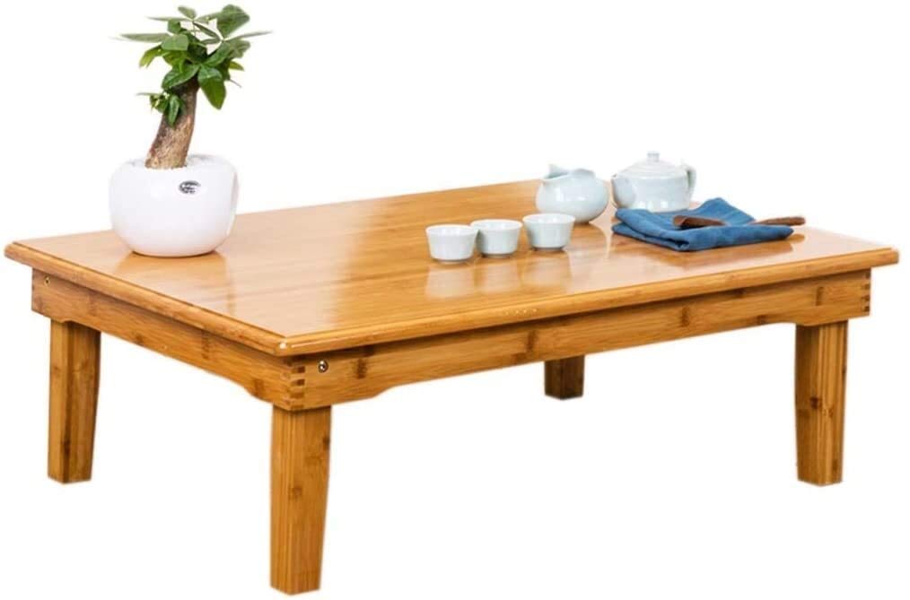 Japanese Antique Low Floor Table - Bamboo Tatami Tea Table, Coffee Table & Computer Desk for Meditation, Bay Window or Floating Window - Foldable Rectangular Design for Small Spaces