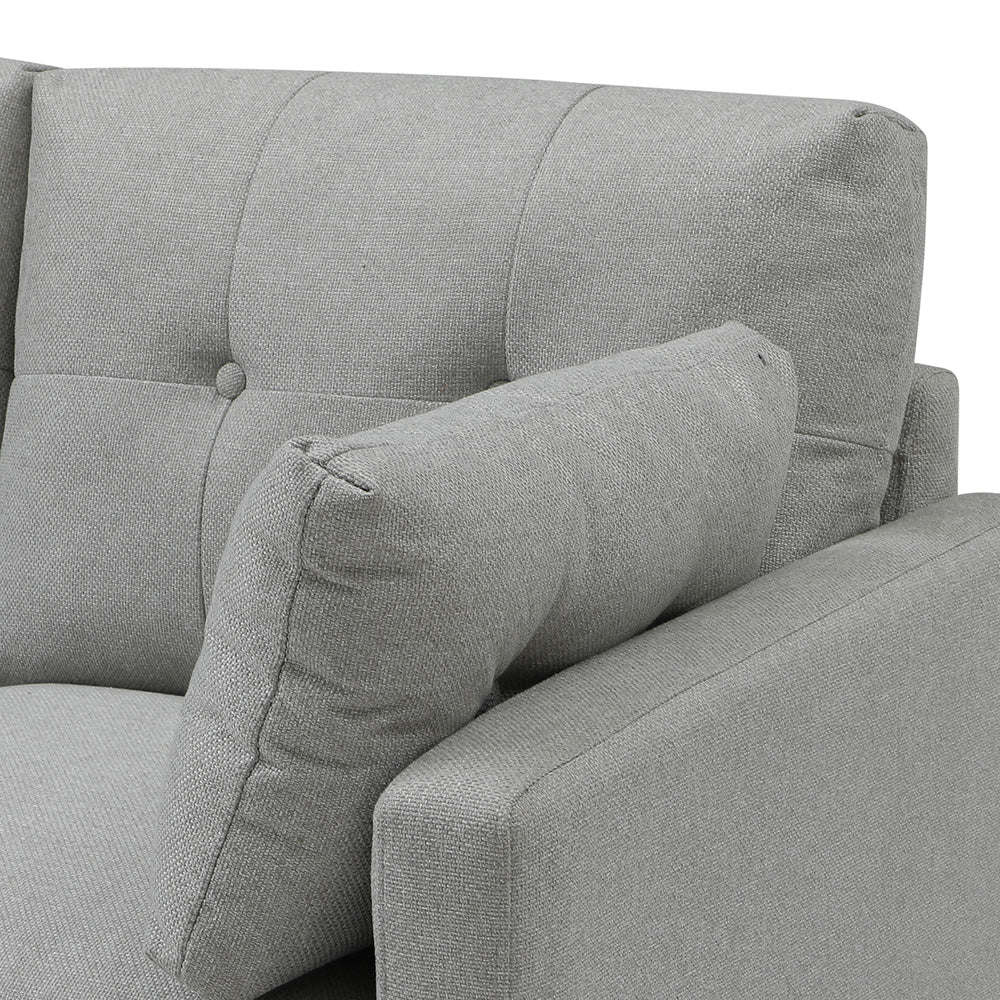 HAVANA 3-Seater Sofa with Left Chaise in Light Grey & Black - Modern Living Room Furniture for Small Spaces & Apartments