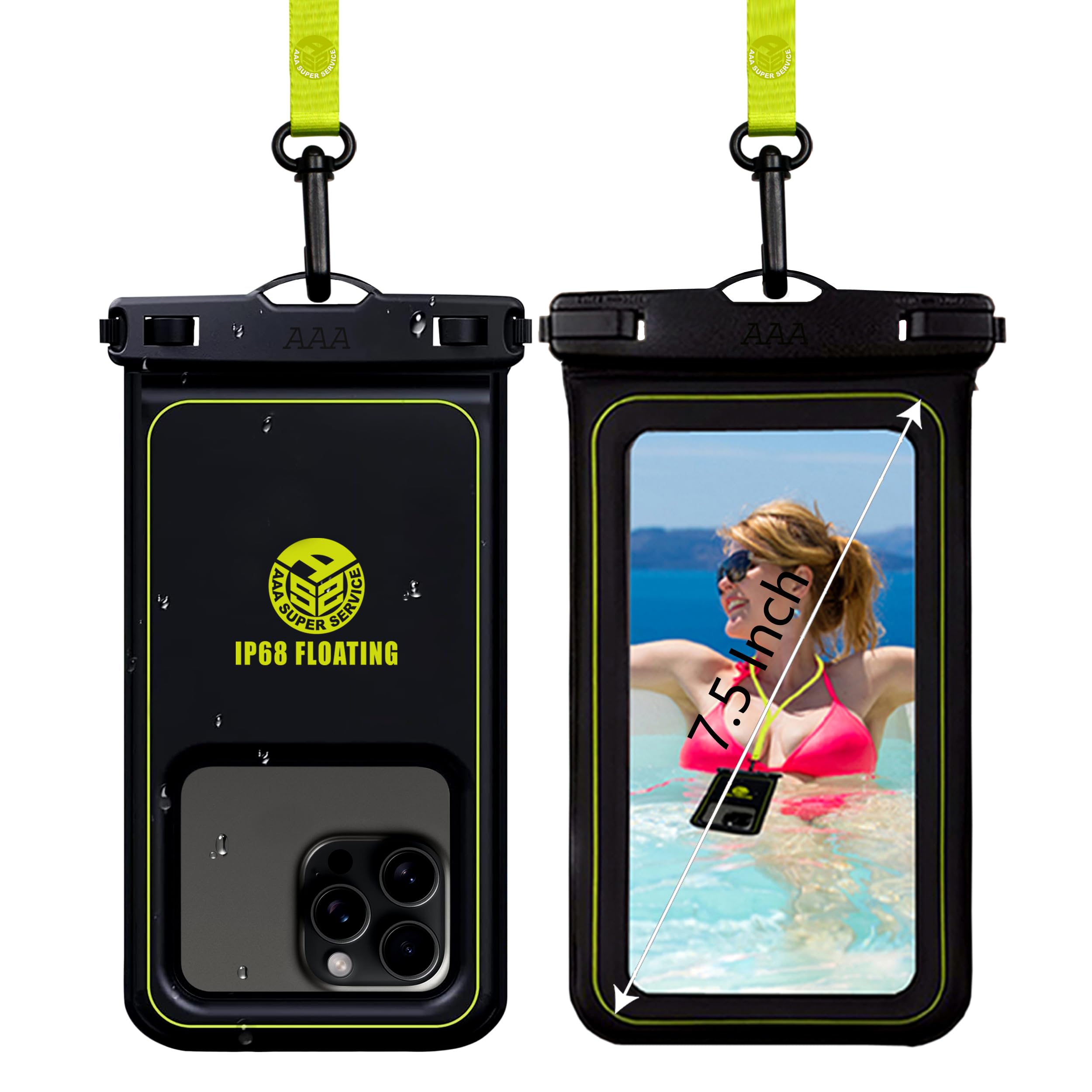 Large IP68 Waterproof Phone Pouch - Floating Dry Bag Case for iPhone & Android (1 Pack) with Detachable Lanyard - Perfect for Swimming, Boating, Beach & Water Sports