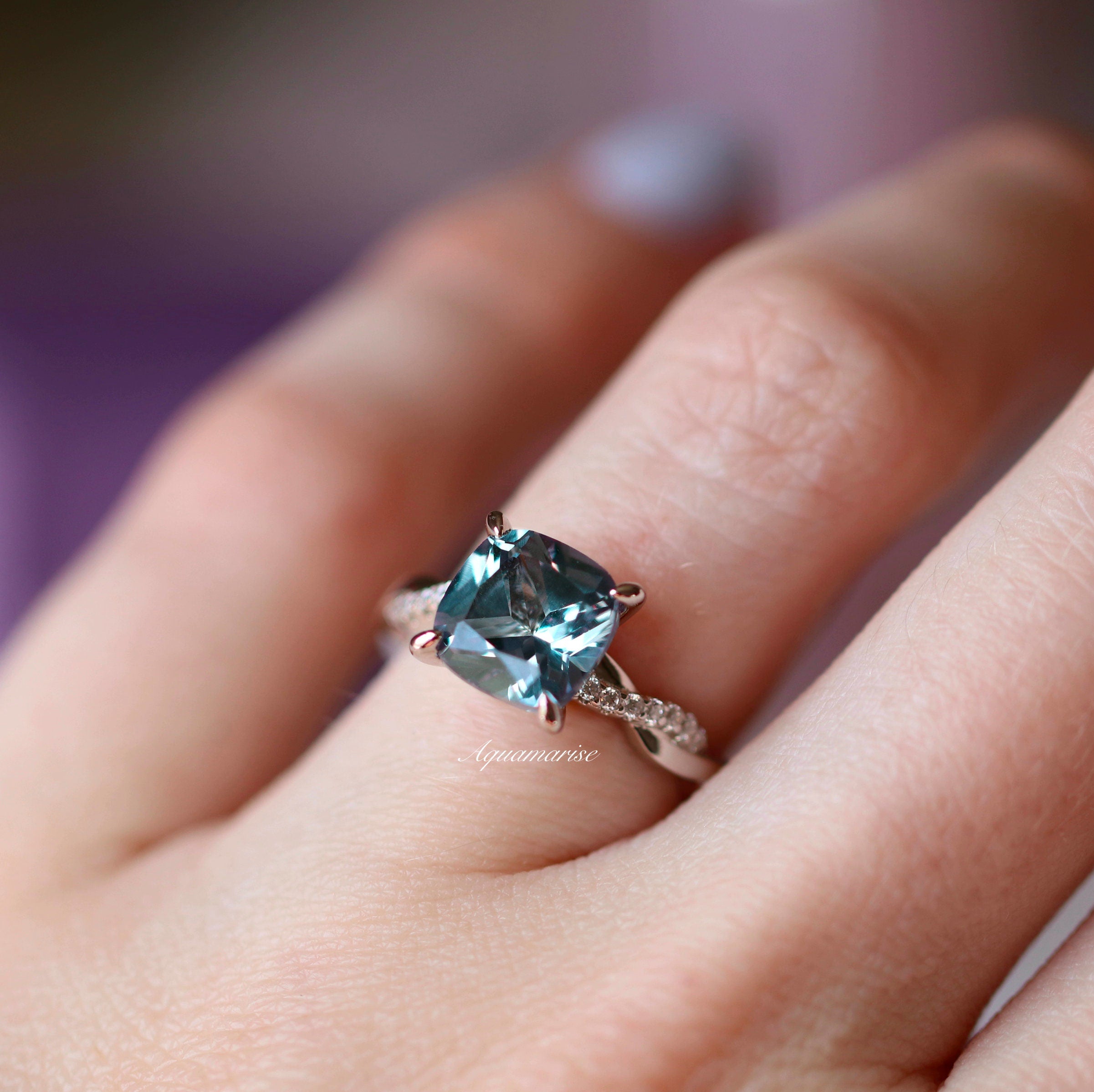 Sophia Alexandrite Ring - Genuine Sterling Silver Jewelry for Women, Elegant Color Changing Gemstone Ring, Perfect for Engagement, Anniversary & Special Occasions