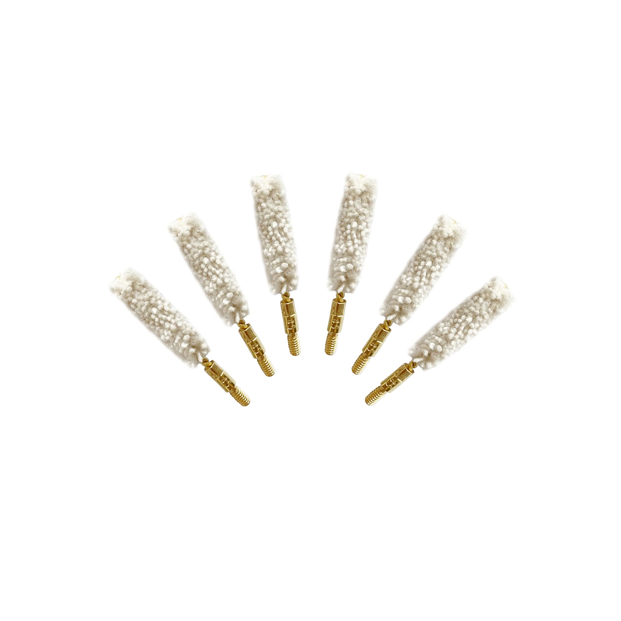.44/45 Cal Gun Cleaning Brushes - 6pc Pistol Bore Mop for Handgun Maintenance & Range Use