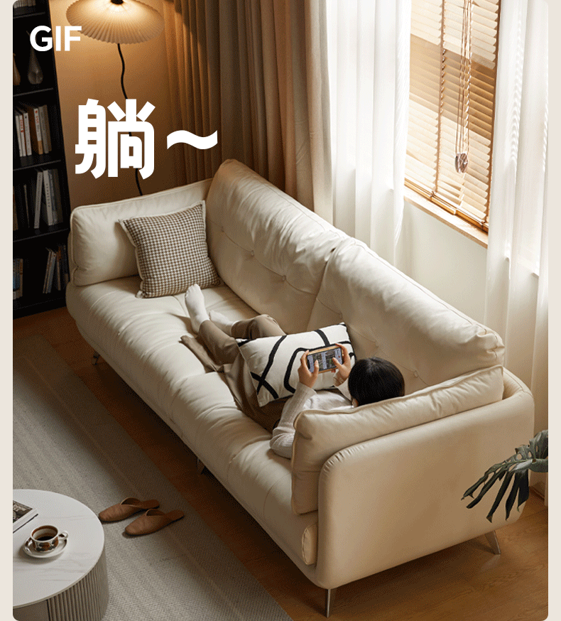 Premium Top Grain Leather Sofa in Cream - Genuine Cowhide Upholstery for Living Room, Lounge & Office Comfort