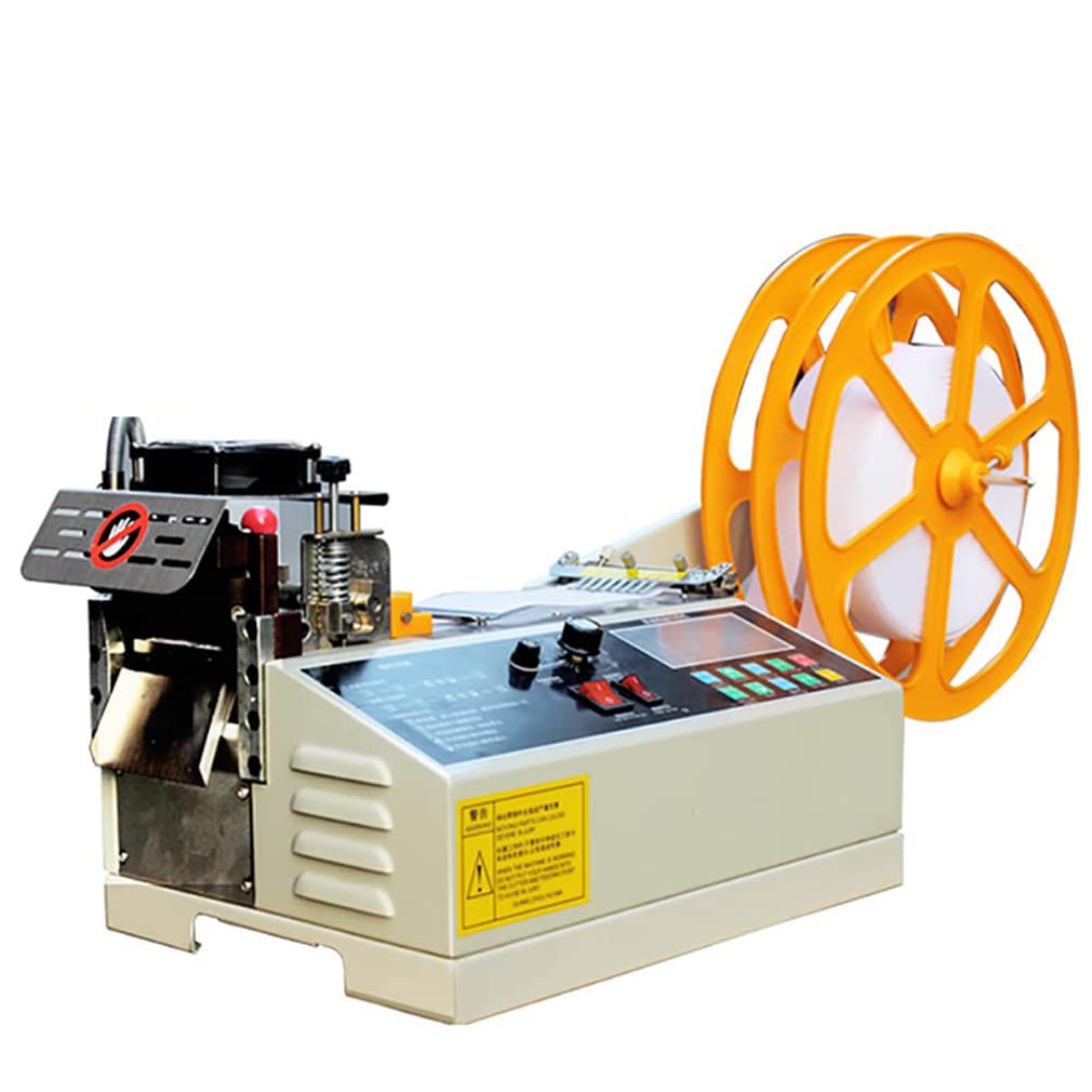 440W Automatic Hot & Cold Cloth Belt Cutting Machine - 95mm Webbing Cutter for Nylon, Velcro, Zipper & Elastic Belts | Large Panel Dispenser for Ribbon, Braided Tape & Plastic Materials | Perfect for Textile Manufacturing, DIY Crafts & Leatherworking Projects