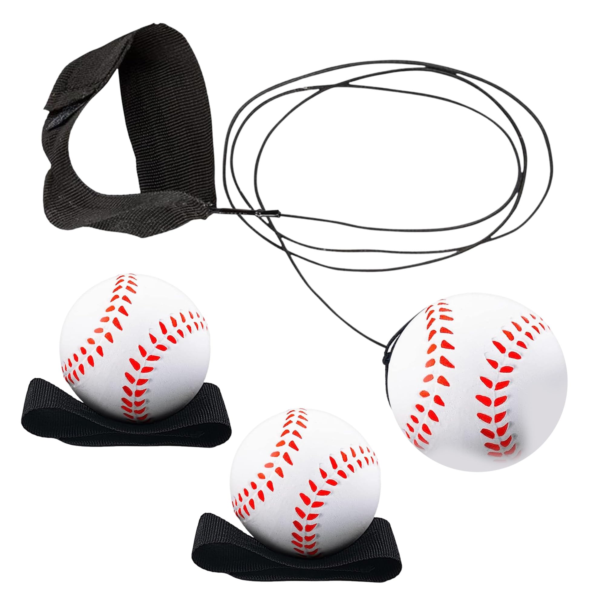 Elastic Cord Baseball Training Balls - 3 Pack for Baseball Practice, Spring Training & Outdoor Fun - Perfect for Kids, Boys, Girls & Party Favors - Great for Backyard Drills, Team Practice & Birthday Activities