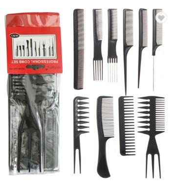 10-Piece Professional Hair Brush & Comb Set for Salon & Barber - Anti-Static Styling Tools for Hair Care & Styling - Perfect for Home Use, Salons, and Professional Hairstylists