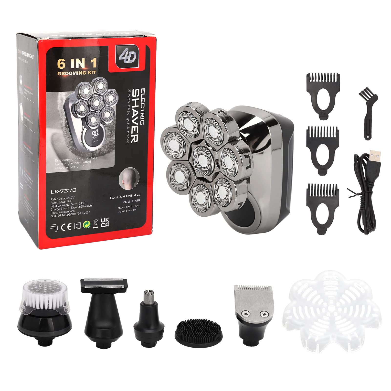 Premium Electric Shavers for Men - IPX7 Waterproof Bald Head Shaver with Dual Blades & Self-Sharpening Technology | USB Rechargeable Wet/Dry Trimmer for Smooth Shaving | Perfect for Travel, Gym & Daily Grooming Routine
