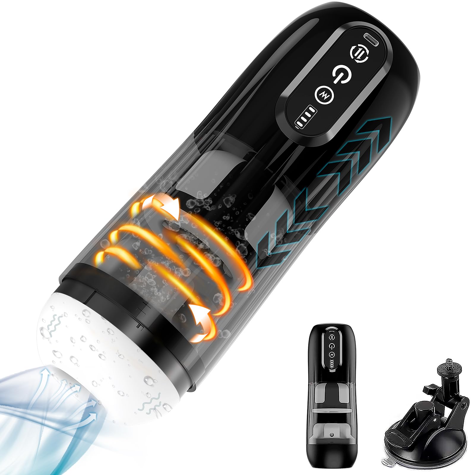 Premium Automatic Male Masturbator Penis Pump - 10 Rotation & Vibration Modes, Hands-Free Suction Base, Visual Window - Adult Sex Toy for Men (Black) | Perfect for Solo Play, Couples Fun & Discreet Pleasure