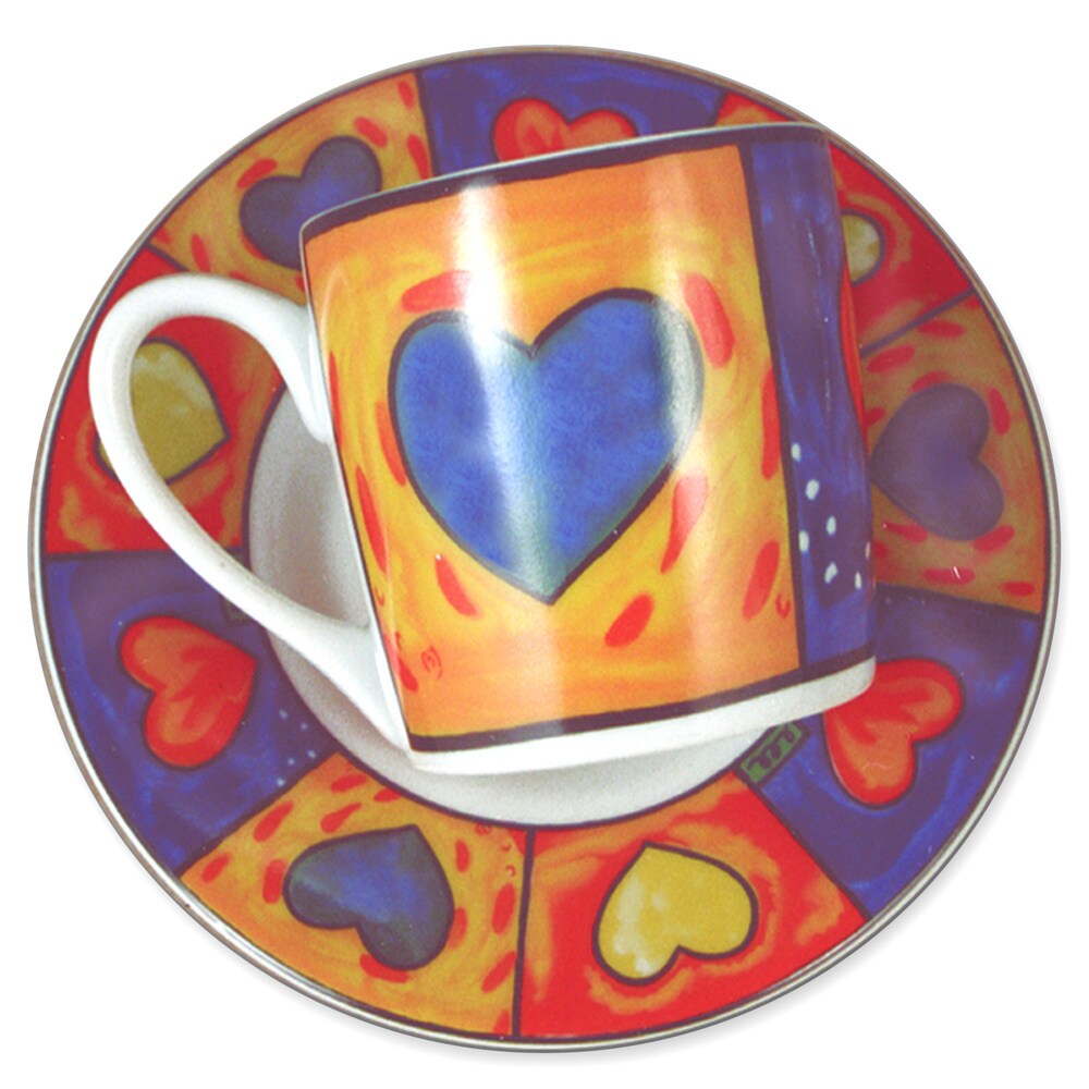 Amore Espresso Demitasse Porcelain Set - 6 Cups & 6 Saucers in Gift Box (12-Piece) - Perfect for Italian Coffee, Afternoon Tea, and Elegant Entertaining