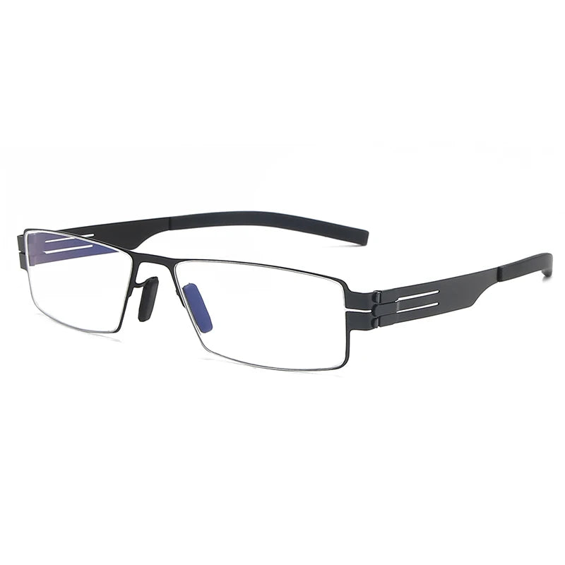 Unisex Black Full Rim Square Stainless Steel Eyeglasses IB005 - Stylish & Durable for Work, Reading & Everyday Wear