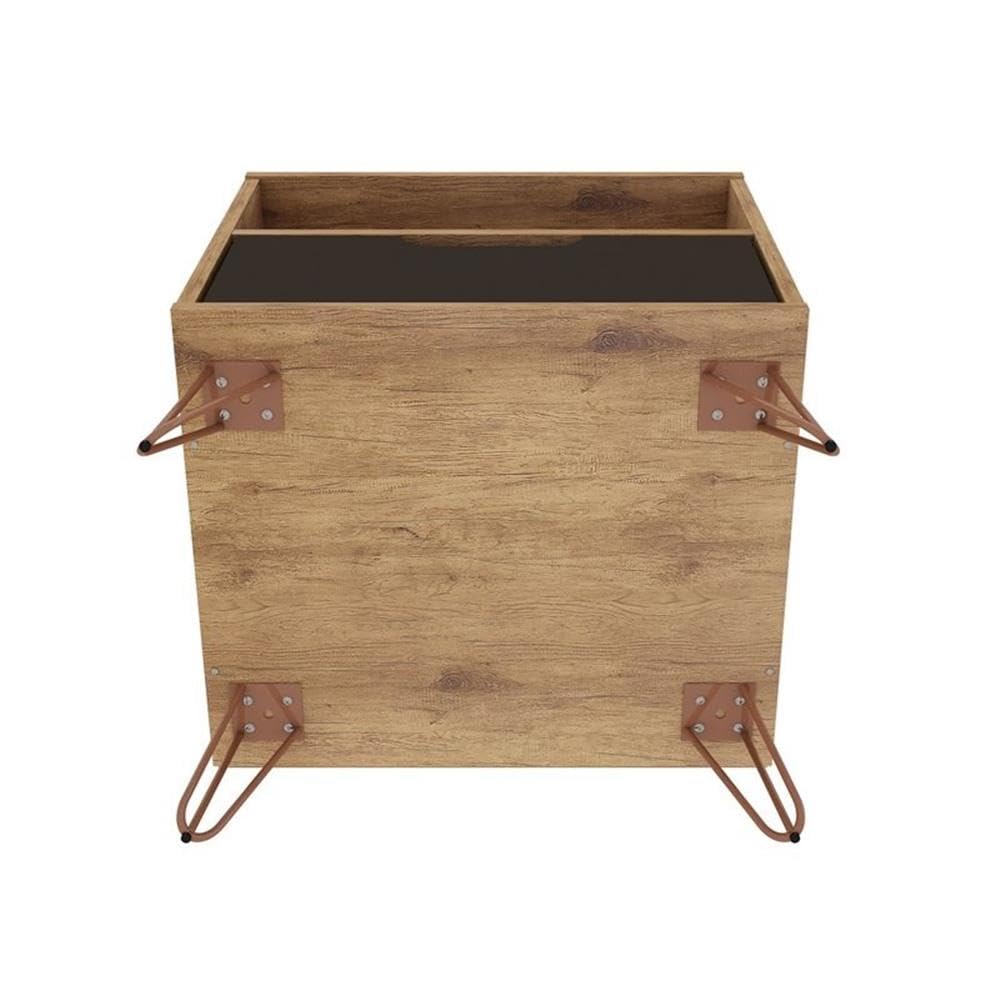 Mid Century Modern Nightstands Set of 2 with Drawer & Cubby - Functional Storage Organizer for Bedroom & Living Room - Grey Manhattan Comfort Rockefeller Bedside Tables - Perfect for Small Spaces, Guest Rooms & Apartment Decor