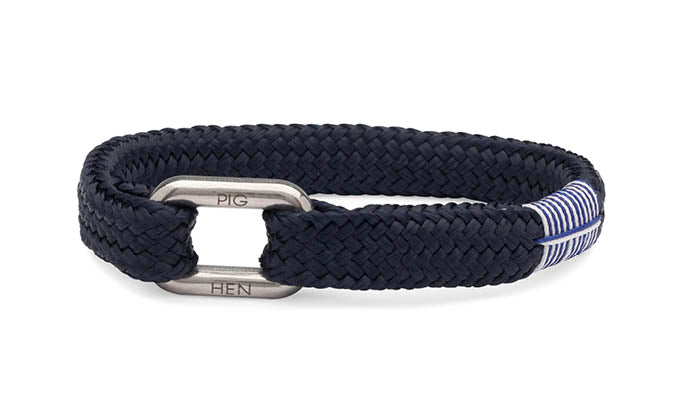 PIG & HEN Limp Lee Rope Bracelet for Men - Navy Blue Adjustable Nautical Rope Wristband | Perfect for Casual Wear, Outdoor Adventures & Beach Activities