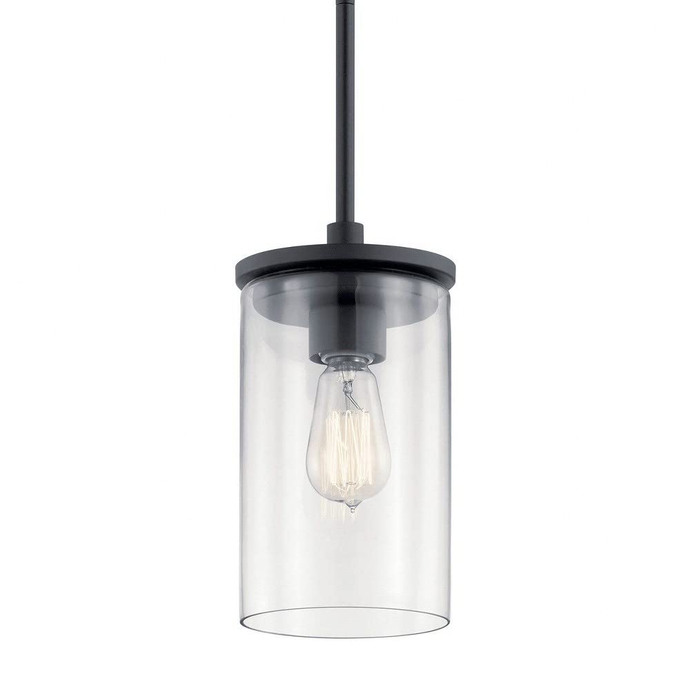 Modern Mini Pendant Light Fixture - Clear Glass Shade with Brushed Nickel Finish - Contemporary Minimalist Lighting for Kitchen Island, Dining Room or Bedroom