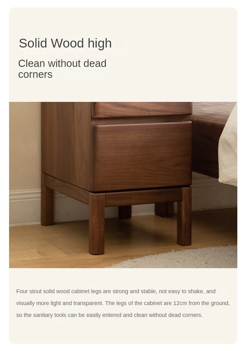 Premium Black Walnut & Ash Solid Wood Nightstand - Stylish Bedside Storage Table for Bedroom, Living Room, or Office