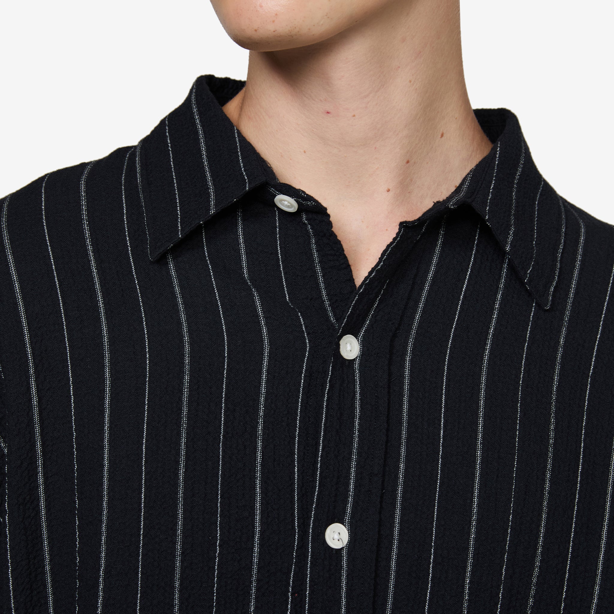 Vacation Shirt for Men - Black Textured Stripe Casual Button Down Shirt | Perfect for Beach Holidays, Summer Travel & Relaxing Getaways