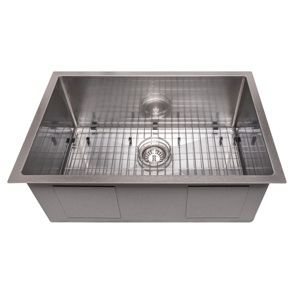 ZLINE Meribel 27-Inch Undermount Single Bowl Stainless Steel Kitchen Sink with Bottom Grid (SRS 27) - Perfect for Modern Kitchens, Dishwashing & Food Prep