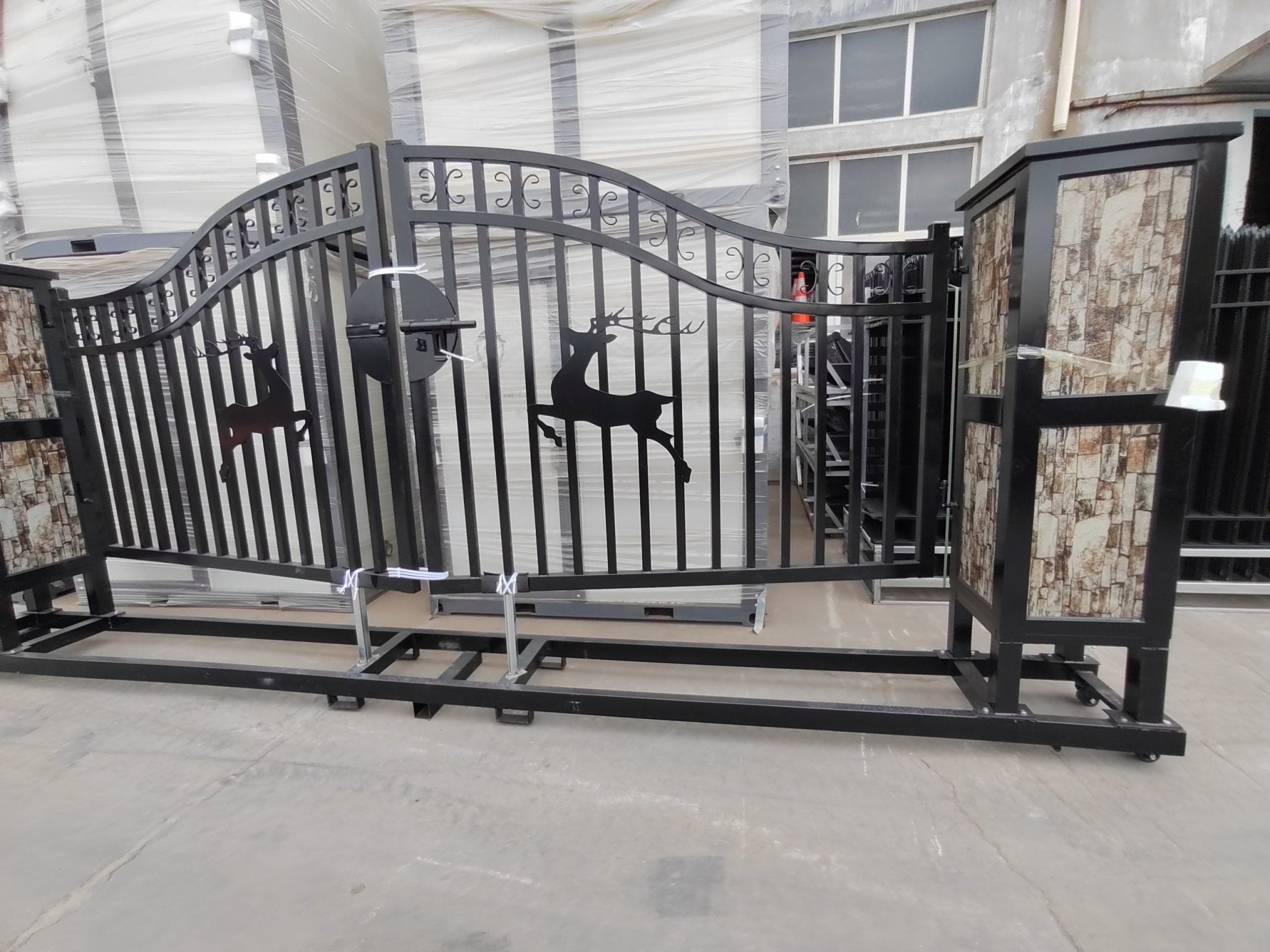 20 FT Bi-Parting Wrought Iron Farm Gate - Heavy Duty Driveway Entrance for Rural Properties | Perfect for Farms, Ranches & Estate Security