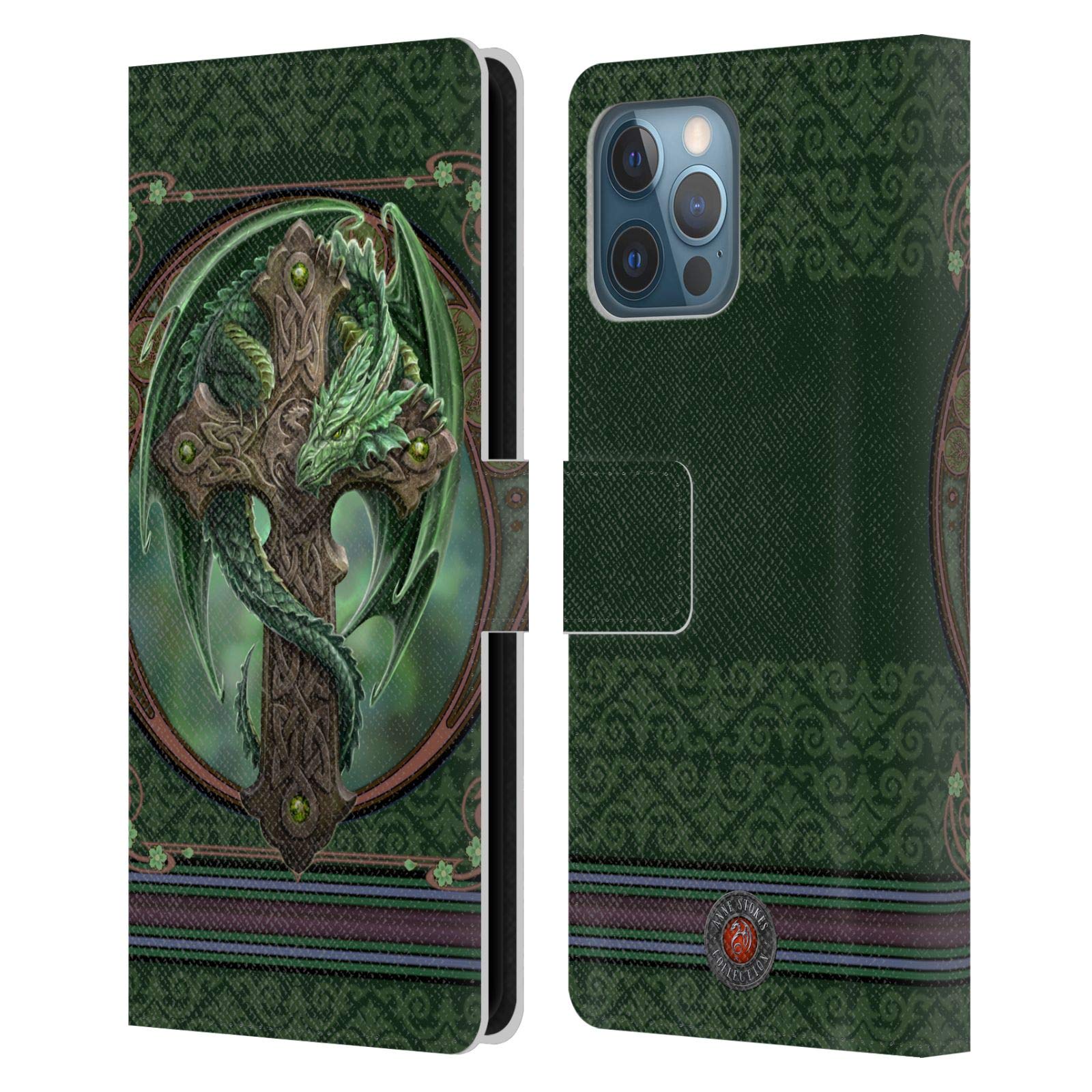 Anne Stokes Woodland Guardian Dragons Leather Book Wallet Case Cover for iPhone 12 Pro Max – Officially Licensed by Head Case Designs – Perfect for Fantasy Lovers & Book Enthusiasts
