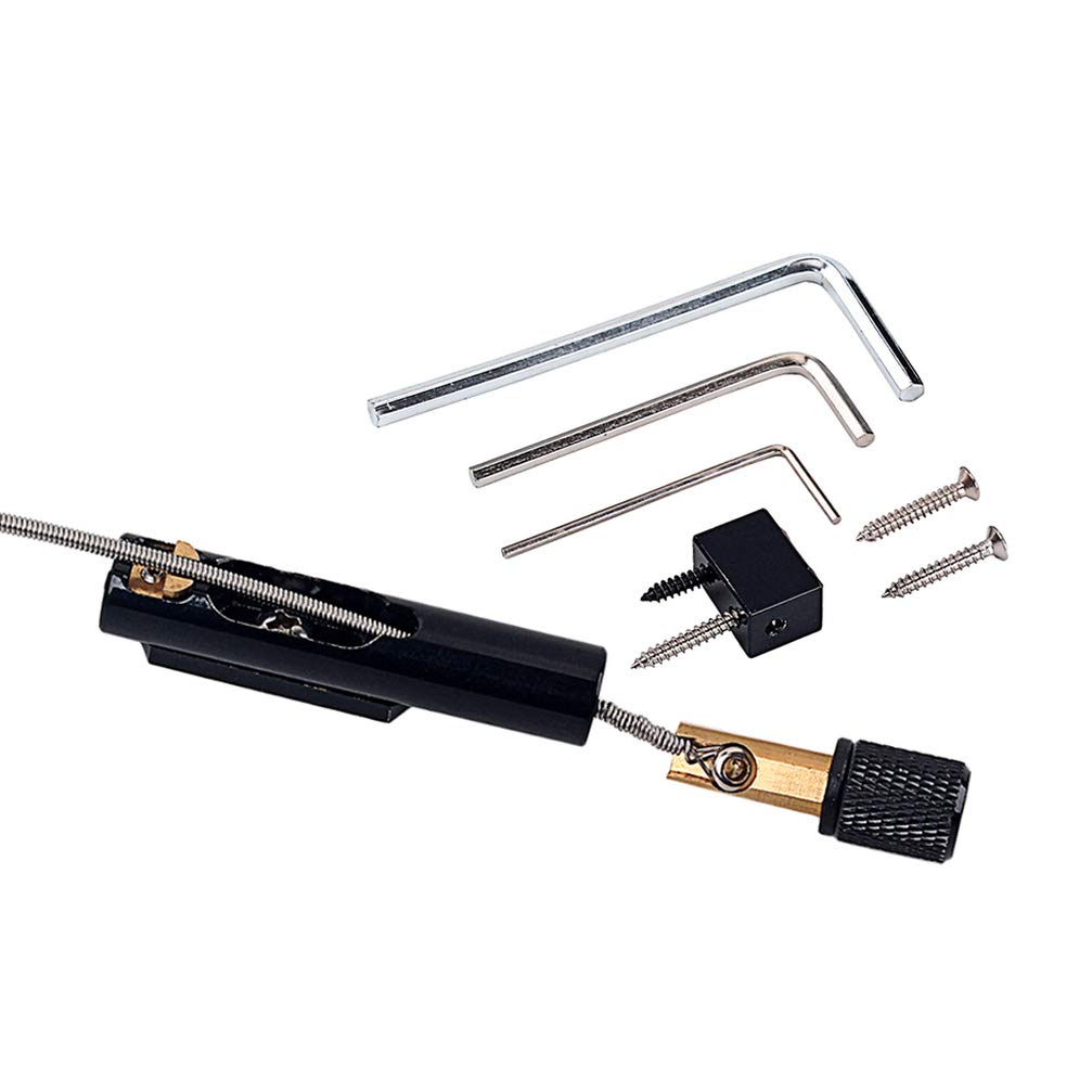 5 String Jazz Guitar Bridge - Single Tremolo Electric Guitar Bridge with Round Saddle - Black Double Bass Bridge for Headless Guitars - Perfect for Jazz, Rock & Metal Performances