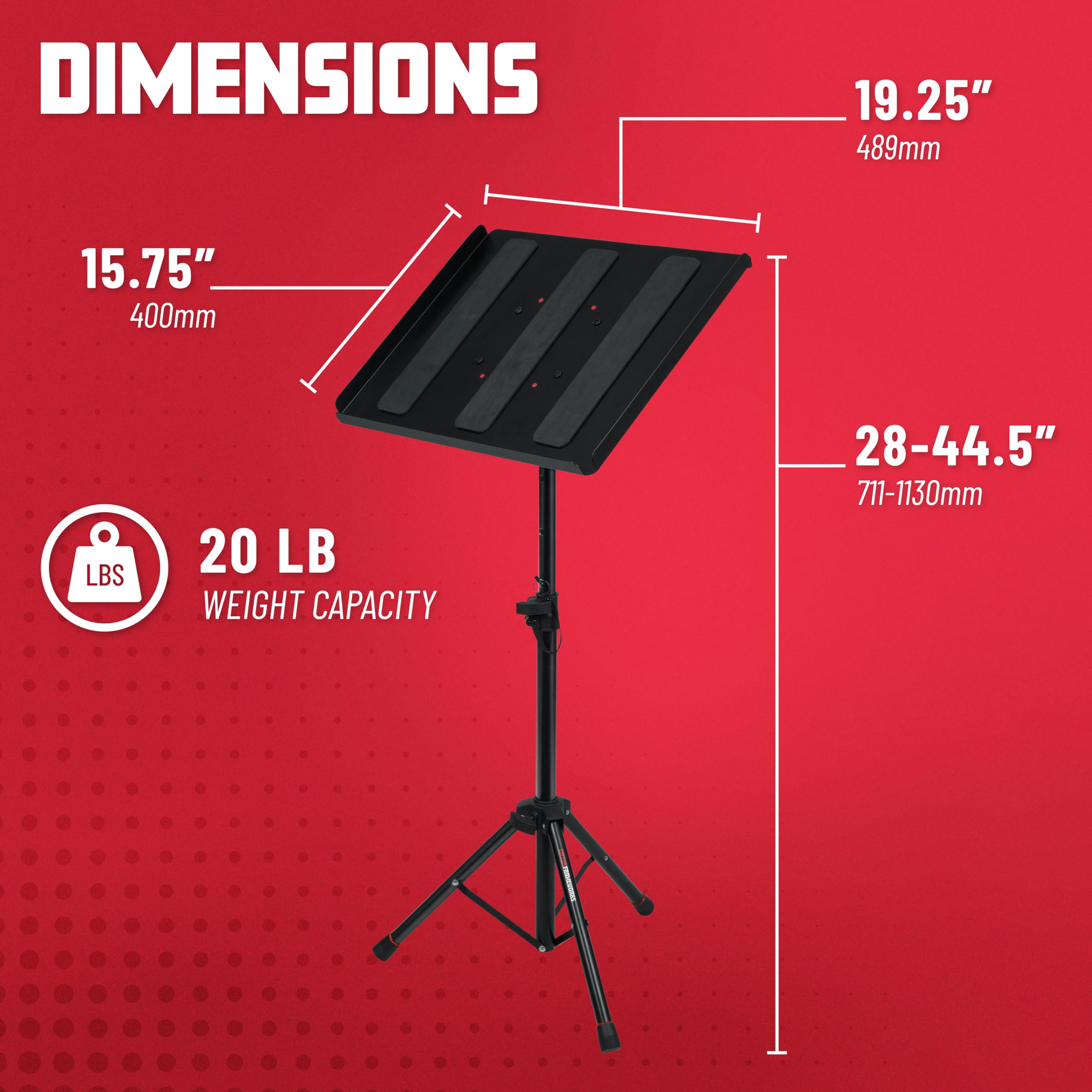 Gator Frameworks Adjustable Multi-Media Gear Stand with 100x100 VESA Mount | Height Adjustable 28-44