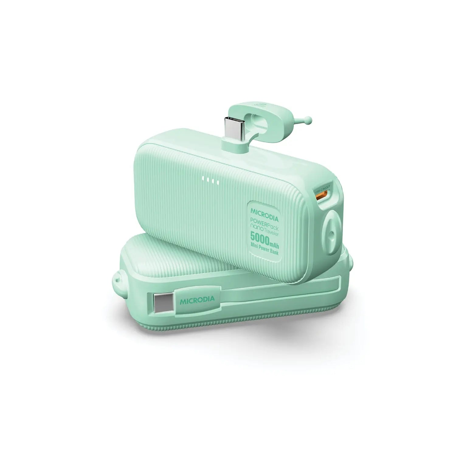 MICRODIA POWERPack™ Nano Traveler 10W Mini Portable Power Bank - 5000mAh Ultra-Compact Charger with Built-in USB-C Connector & Included USB-C Cable | Perfect for Travel, Camping, and On-the-Go Charging