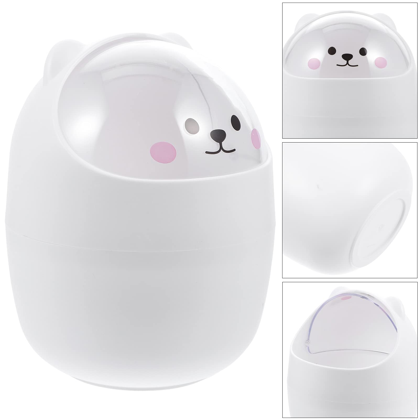 Cute Mini Desktop Trash Can with Lid - Cartoon Animal Shaped Small Waste Bin for Home, Kitchen, Office - Large Capacity Cute Garbage Can for Desk, Countertop & Workspace Organization