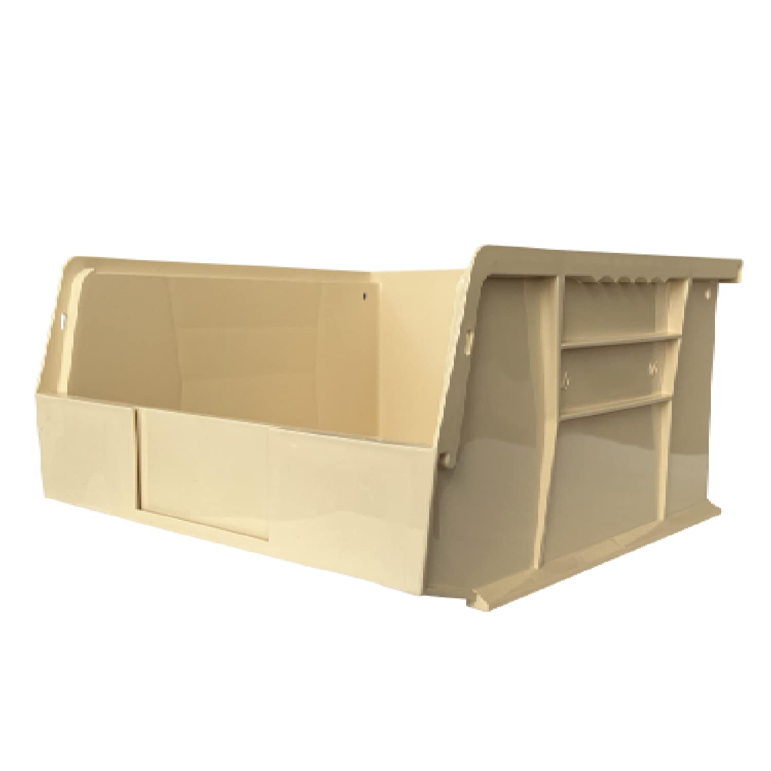 12-Pack Tan Plastic Storage Bins - Hanging & Stackable Organizer Containers for Tools, Toys, School, Office & Hospital Supplies (11
