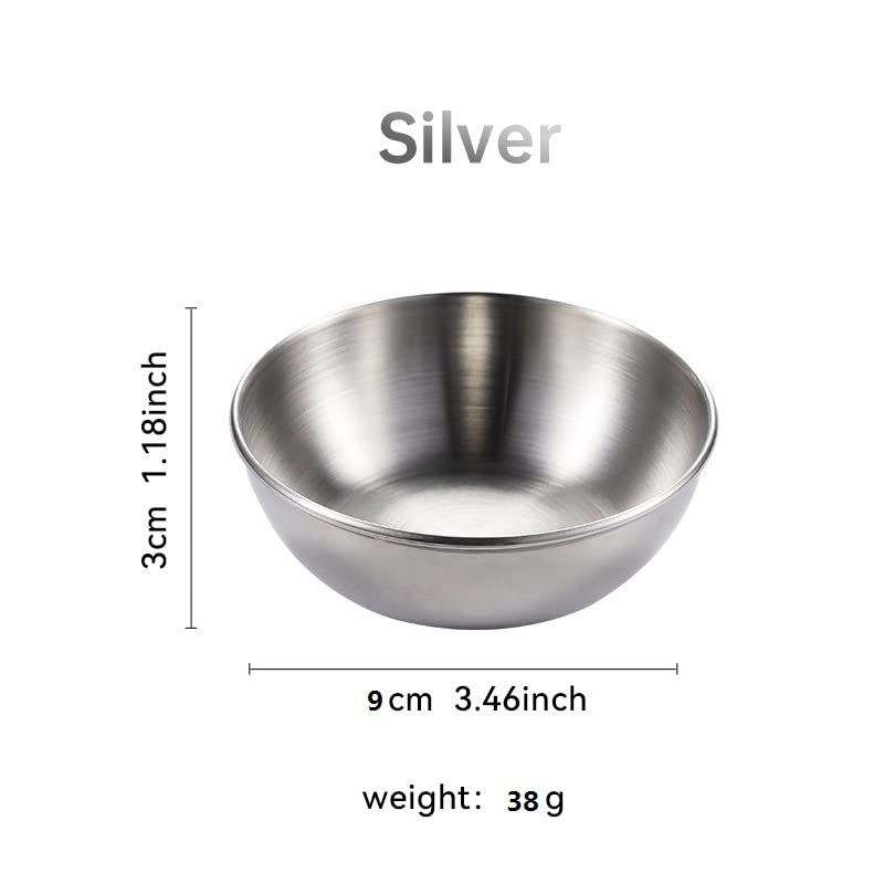 12PCS 3.46 Inch Stainless Steel Mini Sauce Bowls - Small Round Individual Dipping Dishes for Sushi, Appetizers, Seasoning & Condiments (Silver) | Perfect for Restaurants, Home Kitchens & Party Serving
