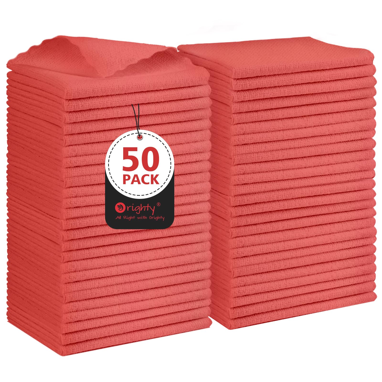 **Orighty 50-Pack Reusable Microfiber Cleaning Cloths - 11.5