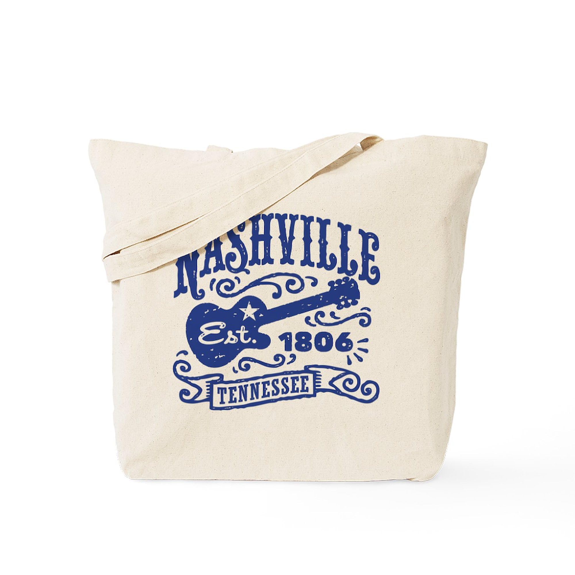 Nashville Tennessee Tote Bag - Natural Canvas Reusable Shopping Bag with Handle | Eco-Friendly Grocery Bag for Travel, Beach & Farmers Market