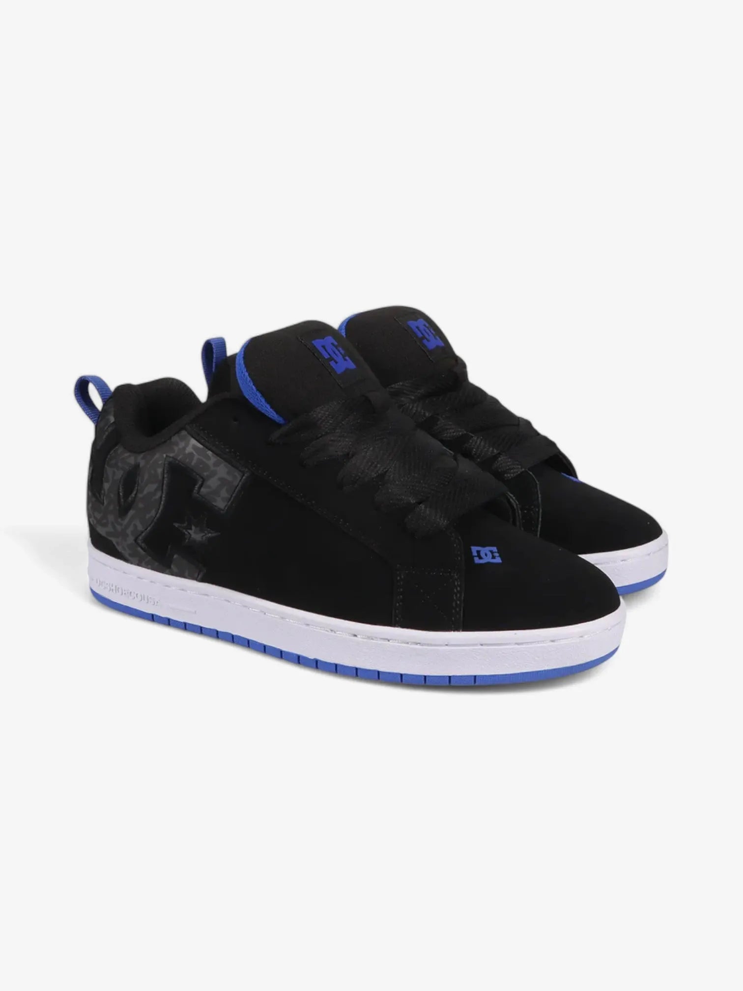 DC Court Graffik Skate Shoes for Men - Black & Blue High-Top Sneakers | Comfortable Skateboarding & Casual Streetwear Shoes for Everyday Wear