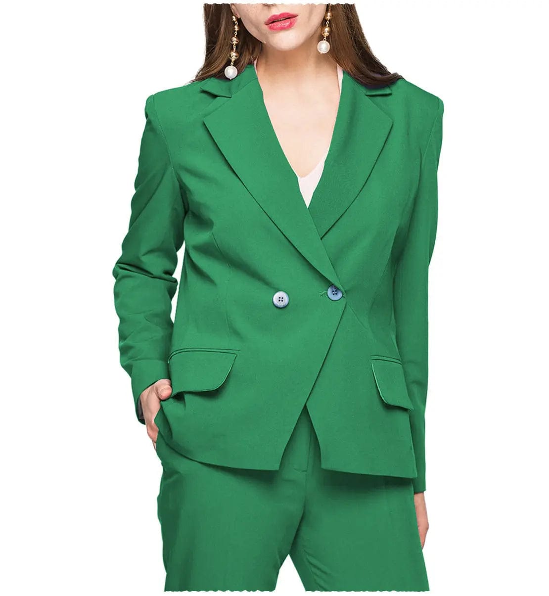 Stylish Slim Fit Flat Notch Lapel 2-Piece Women's Suit Set - Perfect for Office Wear, Business Meetings & Formal Events