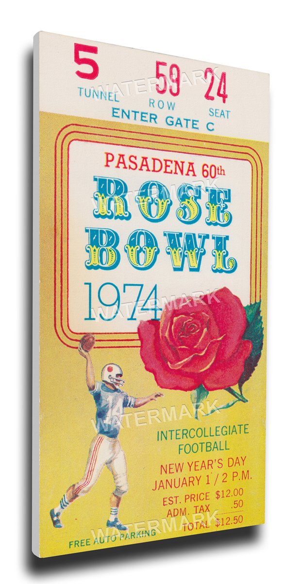 Vintage 1974 Rose Bowl NCAA Ohio State Buckeyes Mega Ticket - Collectible Sports Memorabilia for Fans & Display at Home or Office