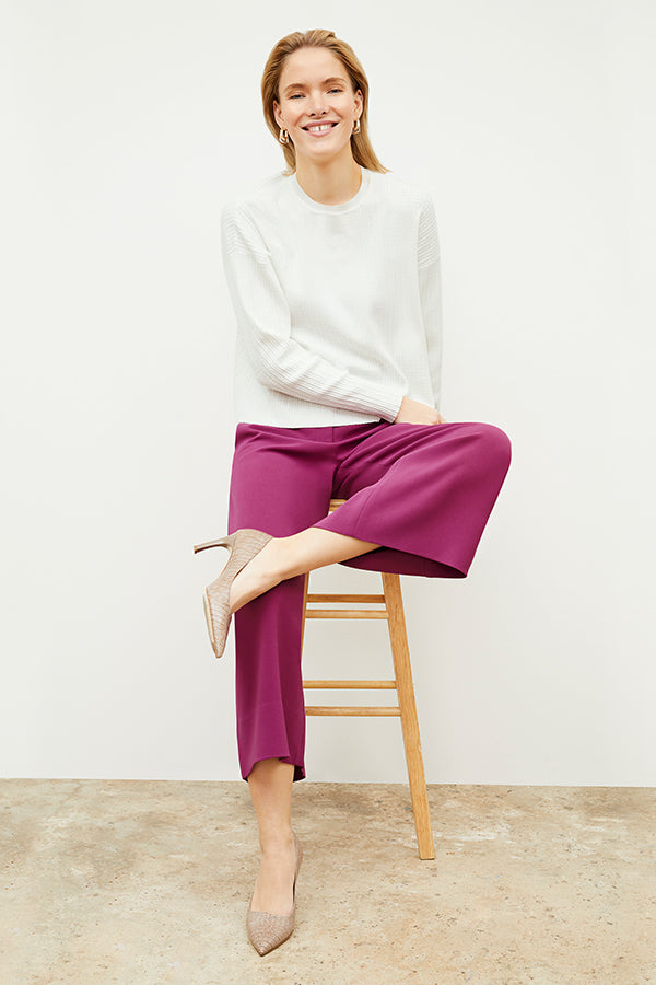 Eco-Friendly Heavy Crepe Culotte Pants in Berry Color - Perfect for Casual Wear, Office Outfits & Sustainable Fashion