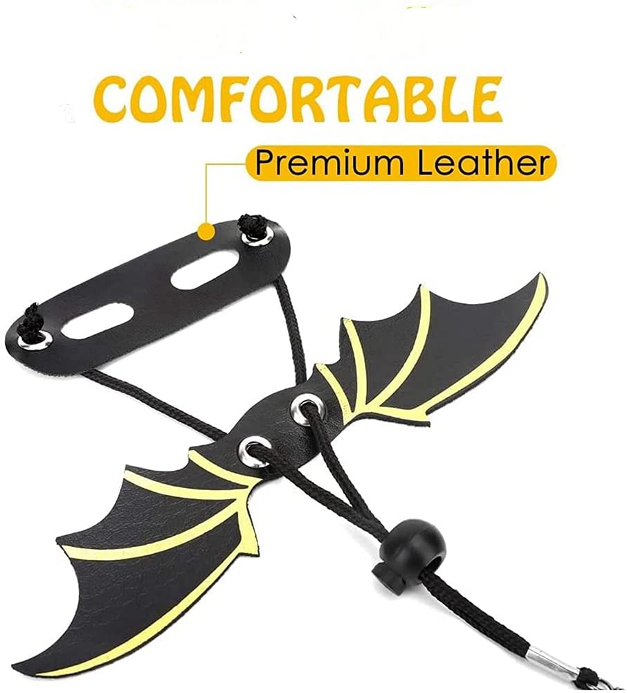 Bearded Dragon Leash Harness Set with Magician Hat & Bowtie - 3 Sizes Bat Wing Costume for Lizards & Reptiles | Halloween, Holiday & Party Outfit | Perfect for Dress-Up, Photo Shoots & Pet Events (Blue)