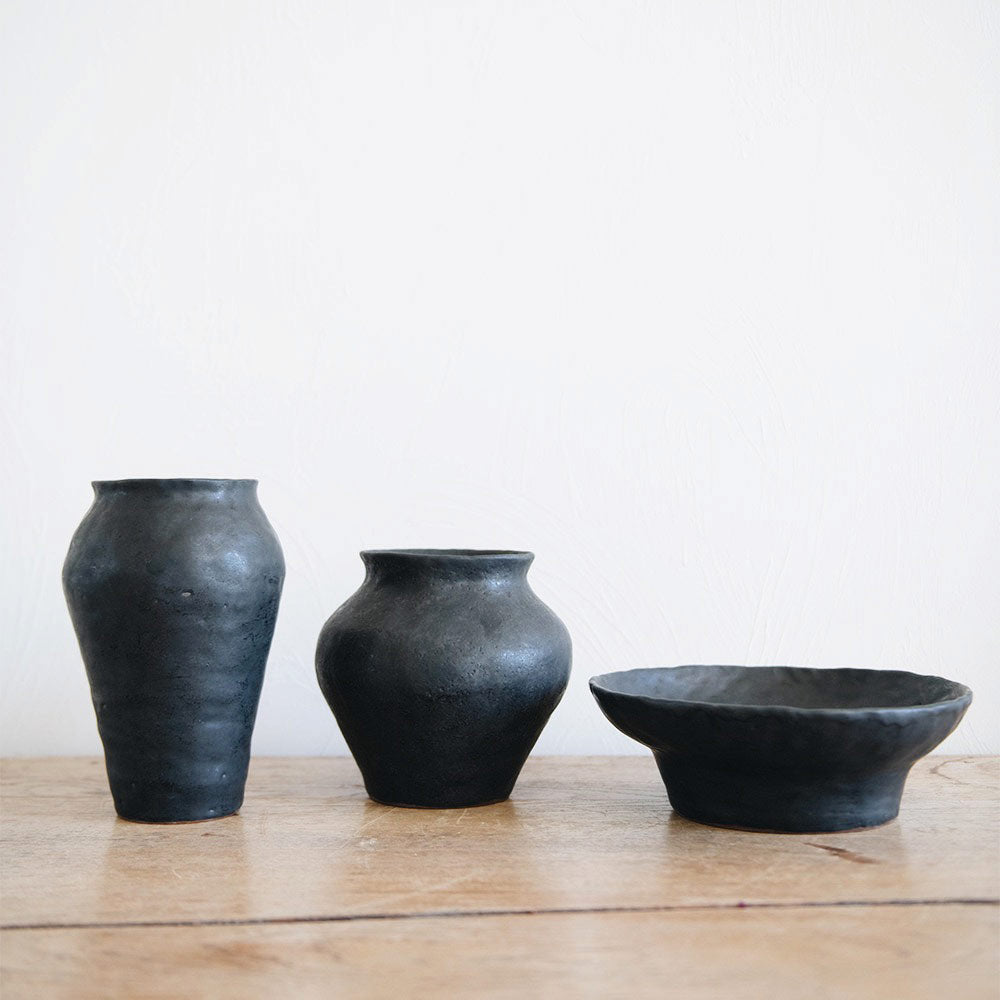 Handmade Black Ceramic Vessel - Premium Artisan Pottery for Home Decor, Kitchen Storage & Gift Giving