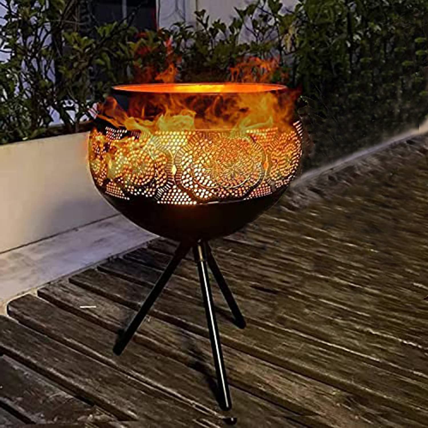 Solar Powered LED Fire Pit Lantern - Waterproof Outdoor Flickering Flame Light for Garden, Patio, Pathway & Yard Decor | Perfect for Camping, Backyard Parties & Landscape Lighting