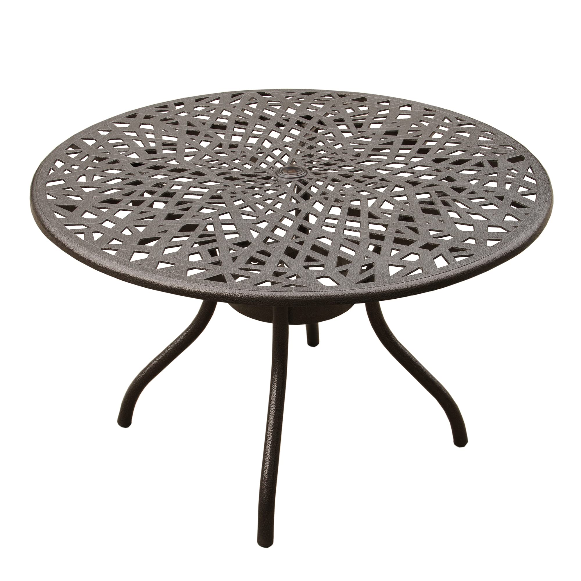 Oakland Living Modern Outdoor Mesh 48-inch Aluminum Round Patio Dining Table - Brown Weather-Resistant for Backyard, Garden & Poolside Dining