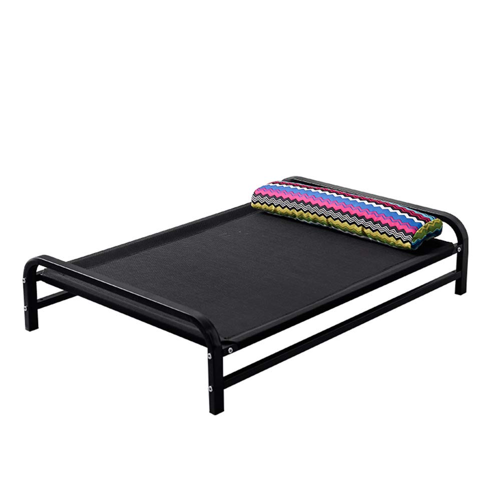 Amazon Black Elevated Cooling Dog Bed for Small Dogs & Cats - Washable Portable Pet Cot for Indoor & Outdoor Use - Perfect for Camping, Beach, Patio & Home - Size 25.6x17.7x6.9 Inches