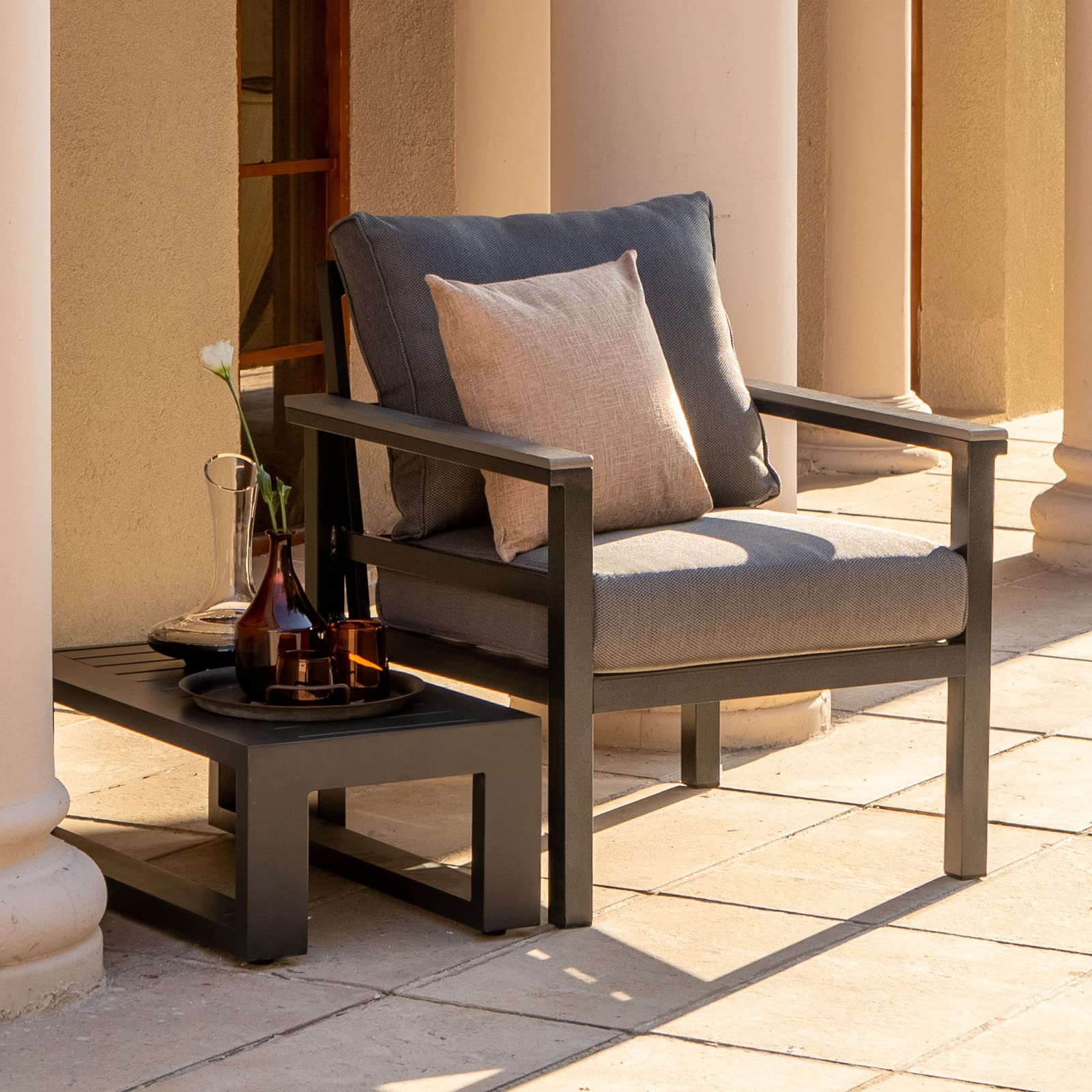Outdoor Deep Seating Cushion Set 21.7x21.7 Inch - Thick Foam Replacement Patio Furniture Cushions, Dark Grey - Perfect for Backyard, Poolside & Garden Lounge Chairs